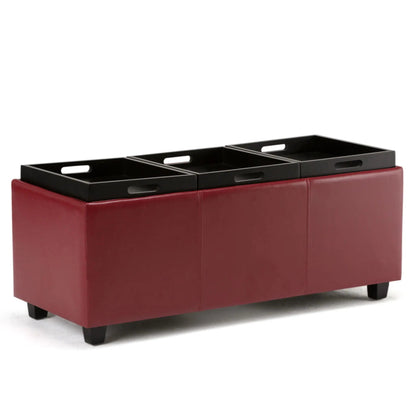 Avalon Upholstered Storage Ottoman With Trays
