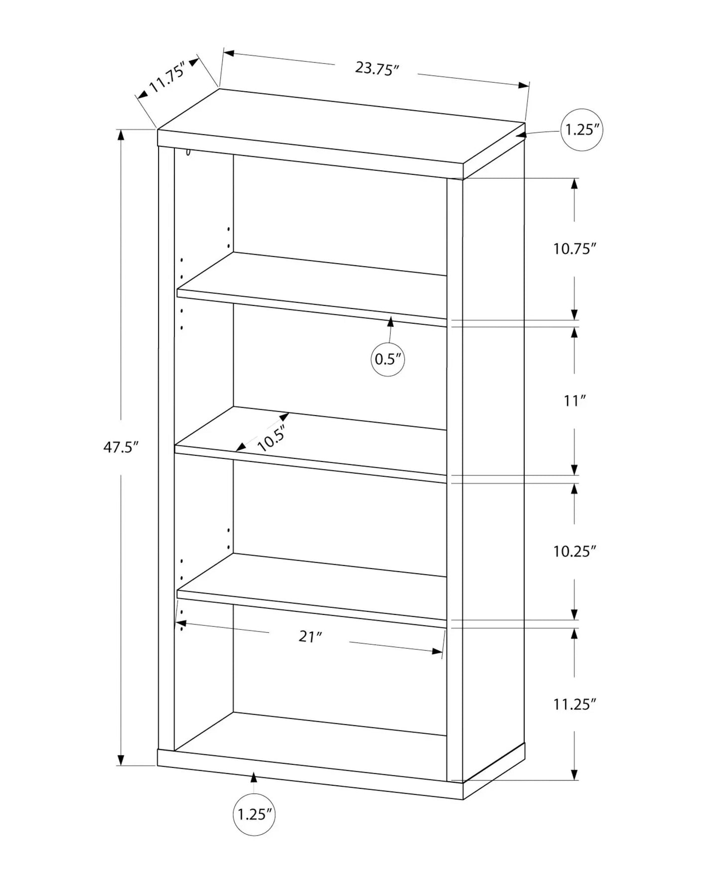 Five Tier Office Bookshelf and Bookcase Etagere