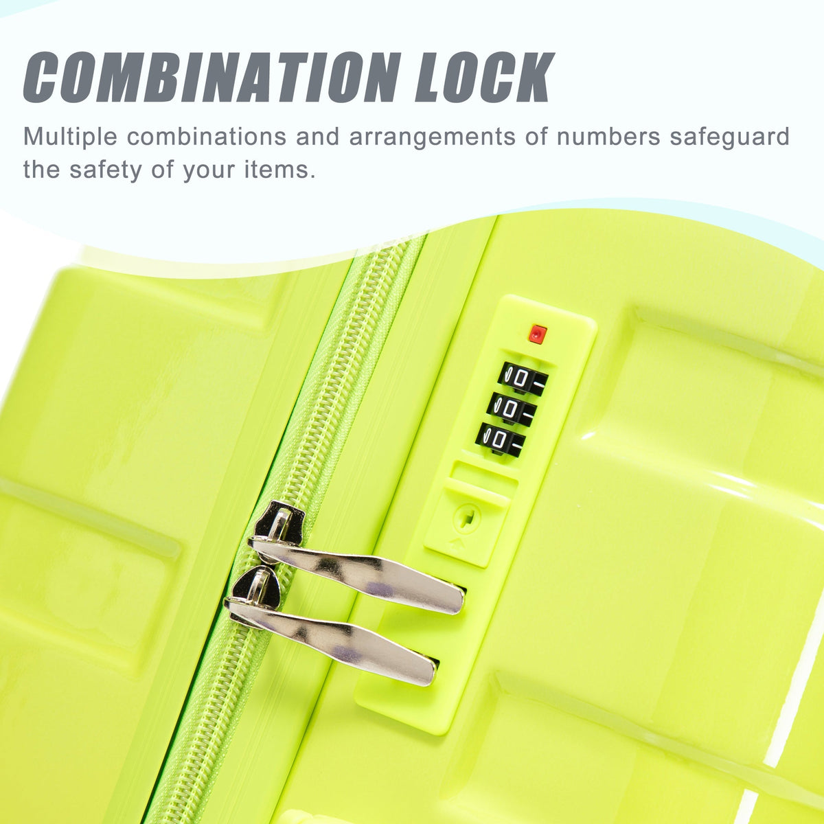 3-piece PC spinner luggage set in yellow and green with a combination lock HouseOfZazla on Tampa Home & Garden Store