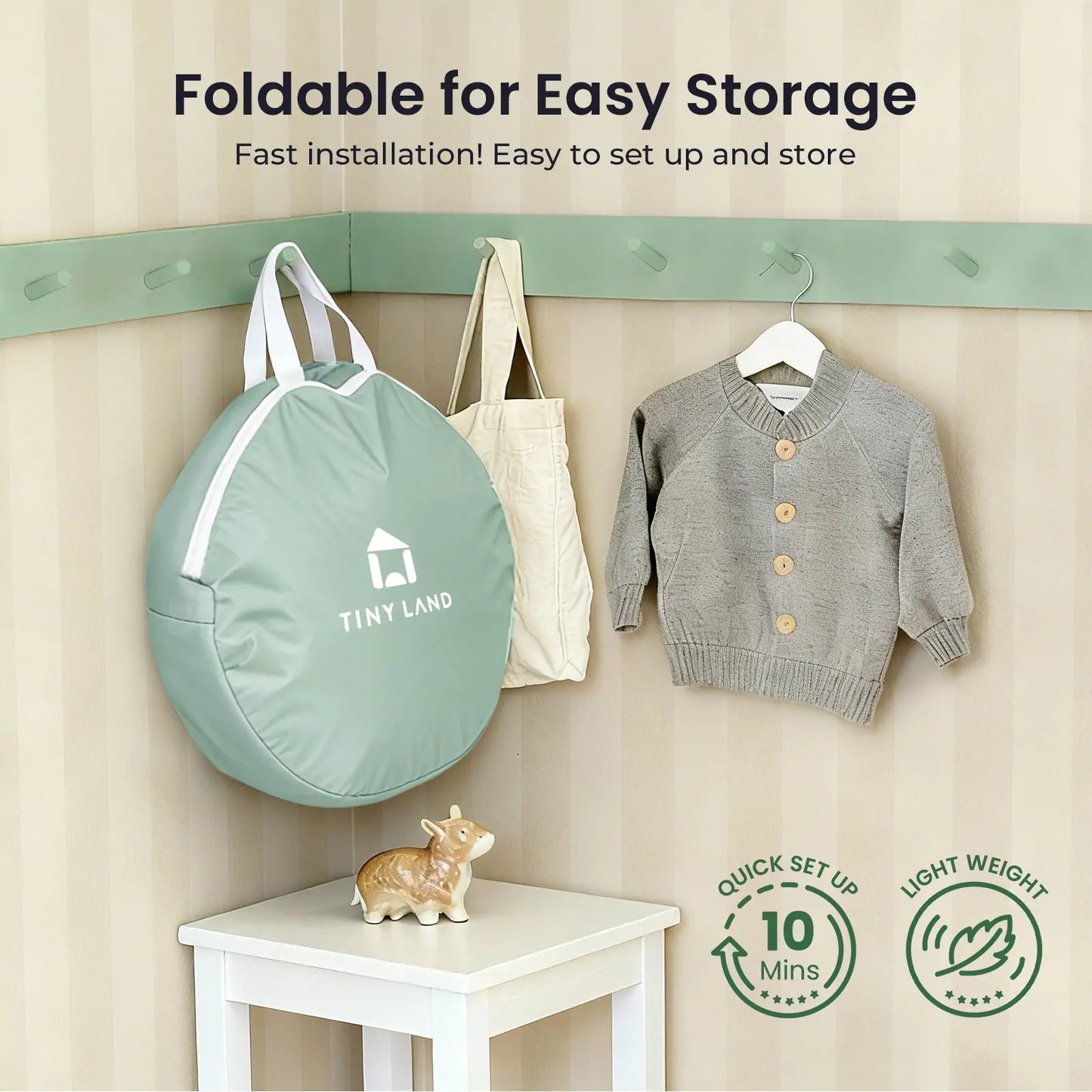 Tiny Land Compact Adventure 3-in-1 Play Tunnel mint green with carry bag by Tiny Land INC on Tampa Home & Garden Store