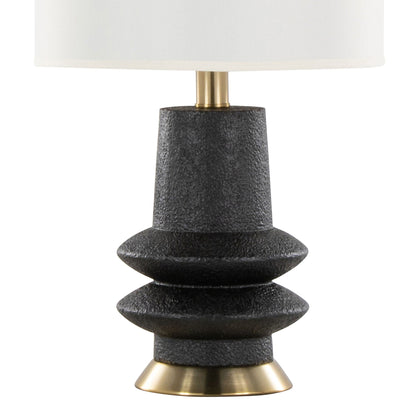 Lloyd Contemporary Table Lamp Set of 2 with white shade, brass neck, black textured base on Tampa Home & Garden Store