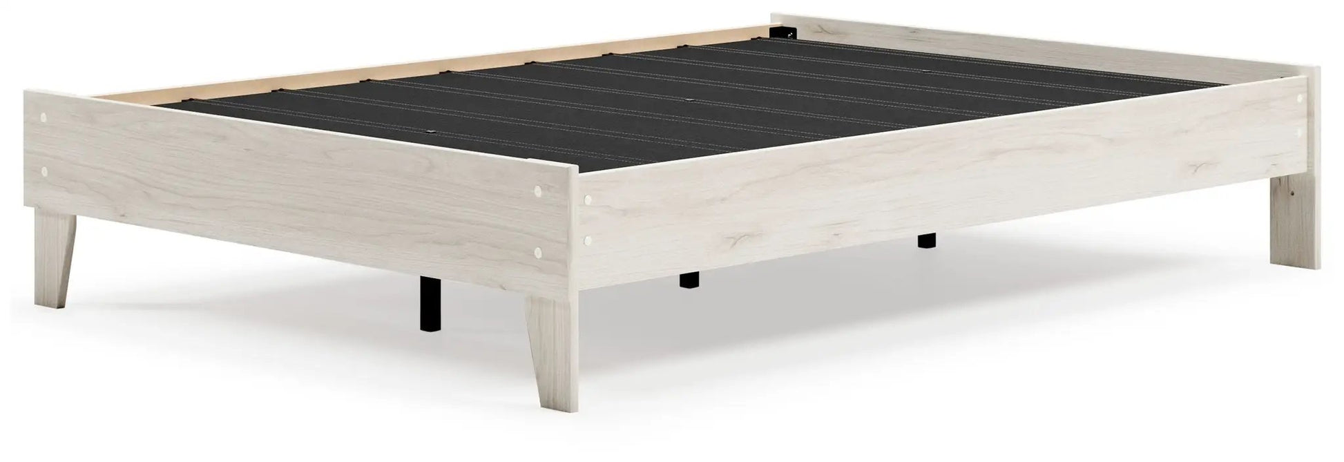 Socalle Platform Bed light wood frame with black slatted base and four legs on Tampa Home & Garden Store