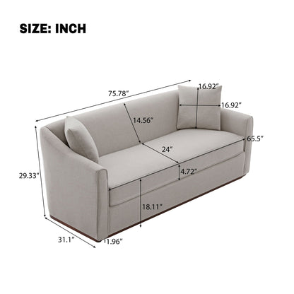 Modern 3 Seat Sofa With Chenille And Two Pillows