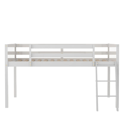 Low loft bed by HouseOfZazla with adjustable ladder in light gray finish on Tampa Home & Garden Store