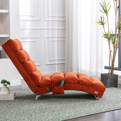Orange massage chaise lounge with remote, ergonomic electric recliner by Unique Piece Furniture on Tampa Home & Garden Store