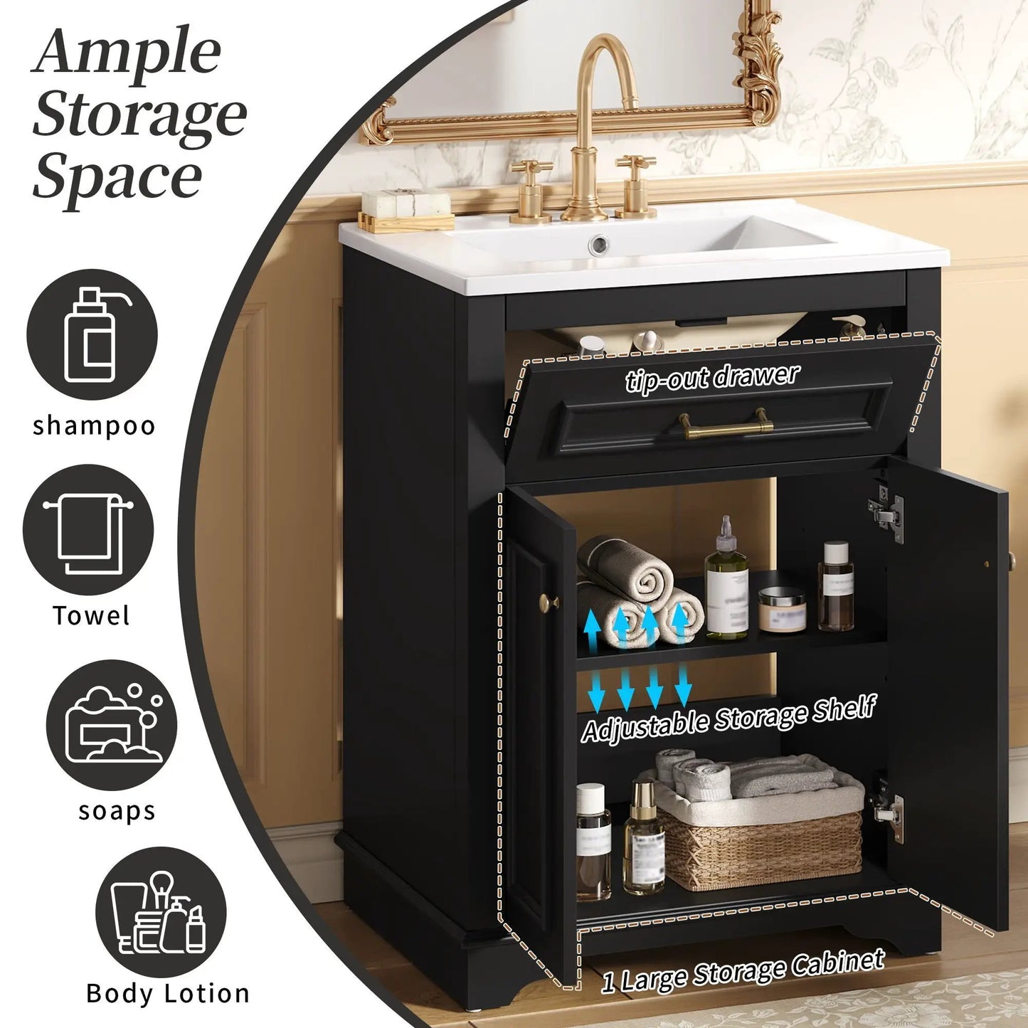 Bathroom Vanity With Integrated Sink and Cabinet