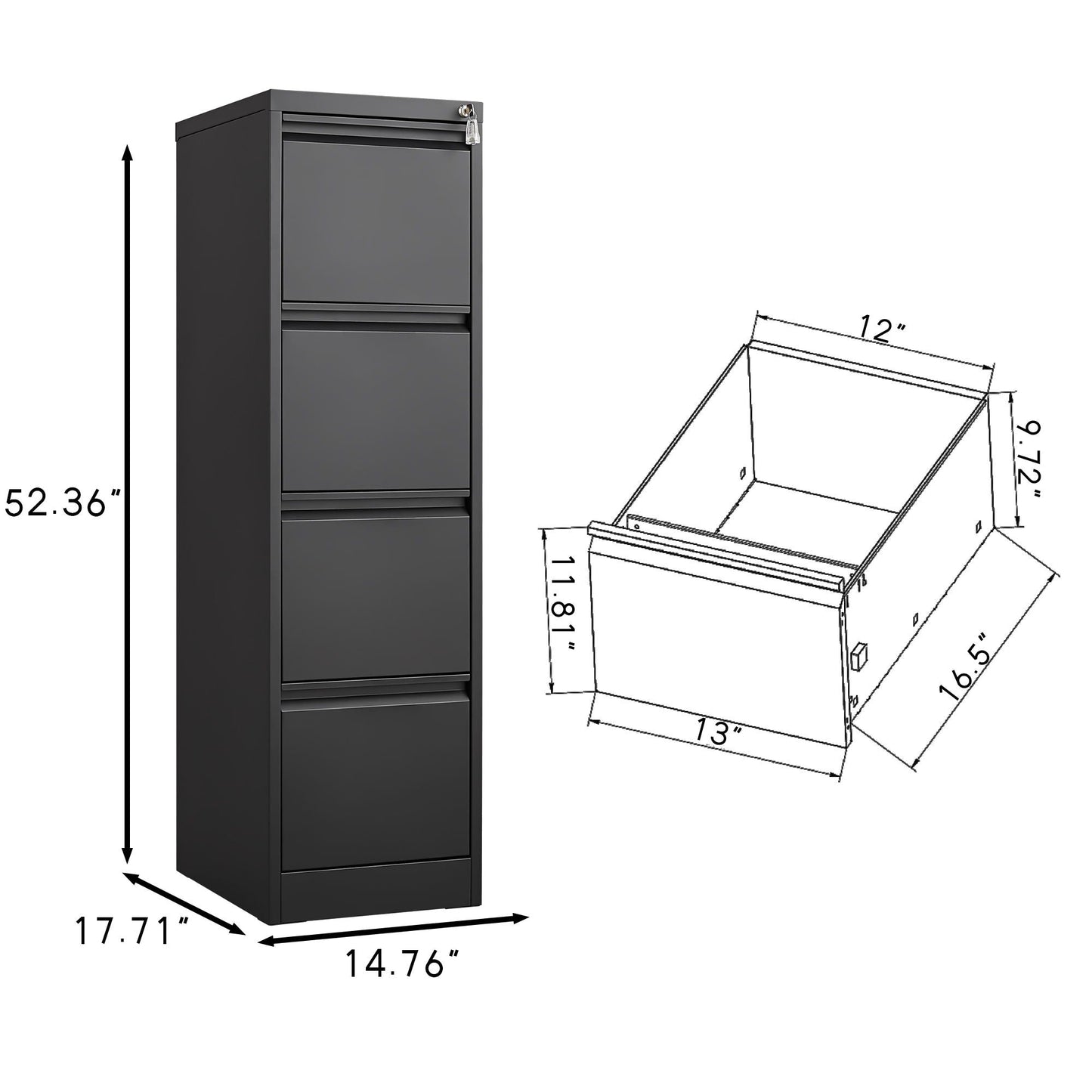 HouseOfZazla durable metal 3-drawer file cabinet with lock for office storage on Tampa Home & Garden Store