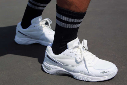 Fear0 NJ men's white high-arch walking sneakers, firm-support all-in-one athletic footwear on Tampa Home & Garden Store