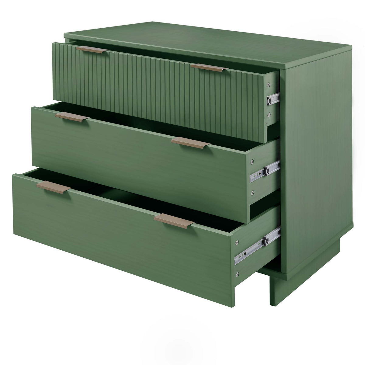 Solid wood 3-drawer dresser with ribbed fronts in green by HouseOfZazla on Tampa Home & Garden Store