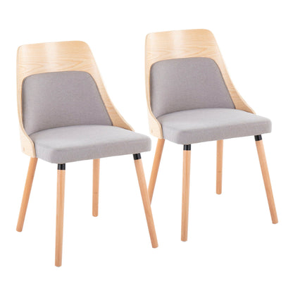 Mid Century Modern chair set of 2 with padded gray seats and light wood legs on Tampa Home & Garden Store