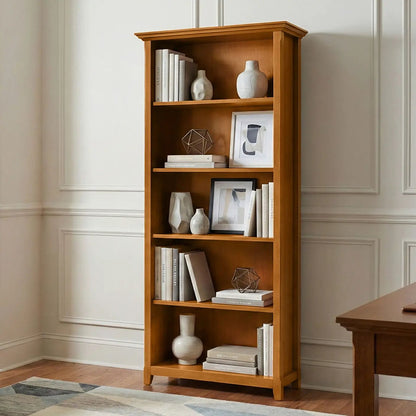 Amherst Five Shelf Bookcase Handcrafted Wood
