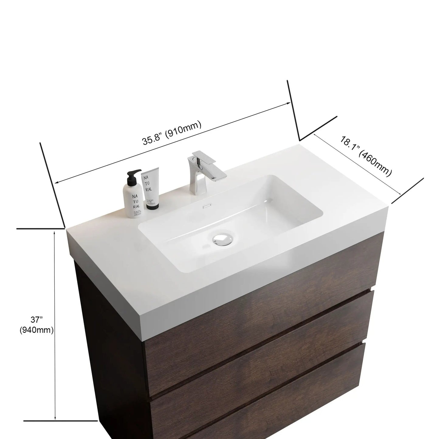Alice Bathroom Vanity with Large Storage and Sink