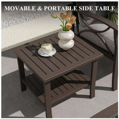 Square 2 Tier Rust Resistant Outdoor Side Table
