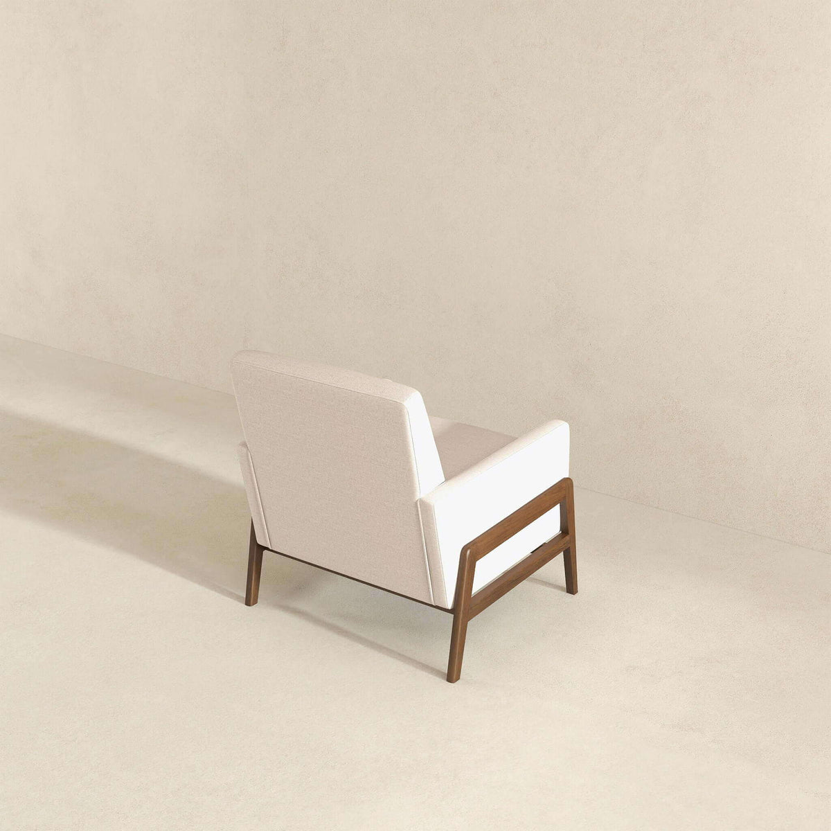Cole solid wood lounge chair with white upholstery and dark wood legs by HouseOfZazla on Tampa Home & Garden Store
