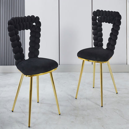 Two-piece modern chair set with black plush cushions and gold iron legs by HouseOfZazla on Tampa Home & Garden Store