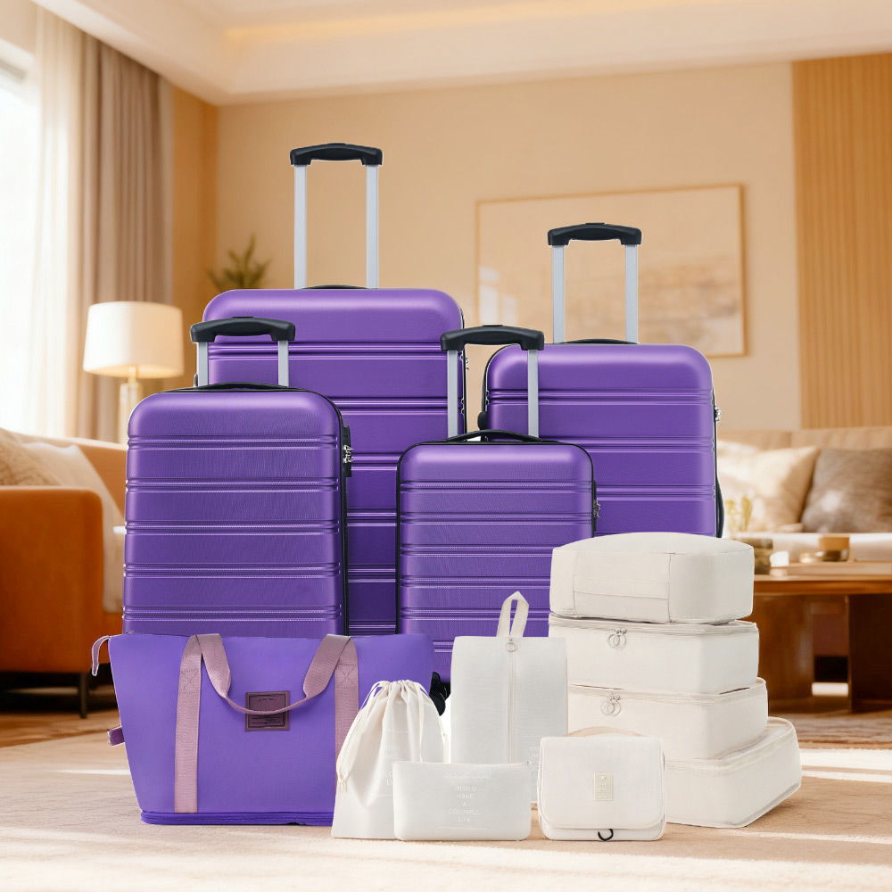 4-piece hardshell luggage set with purple spinner suitcases on Tampa Home & Garden Store