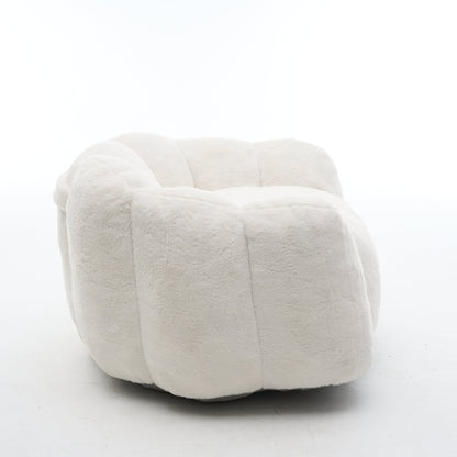 Large Single Petal Cloud Comfortable Lazy Sofa Chair, cream plush upholstery, HouseOfZazla on Tampa Home & Garden Store