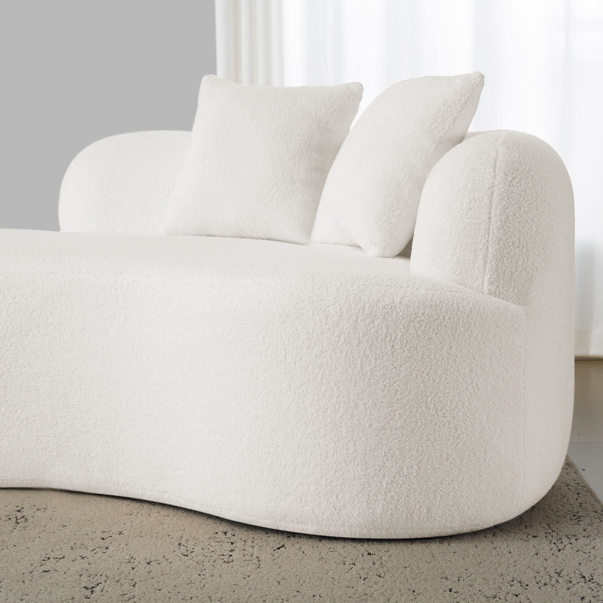 Curved 4 Seater Full Compression Sponge Sofa white plush fabric HouseOfZazla sofa on Tampa Home & Garden Store