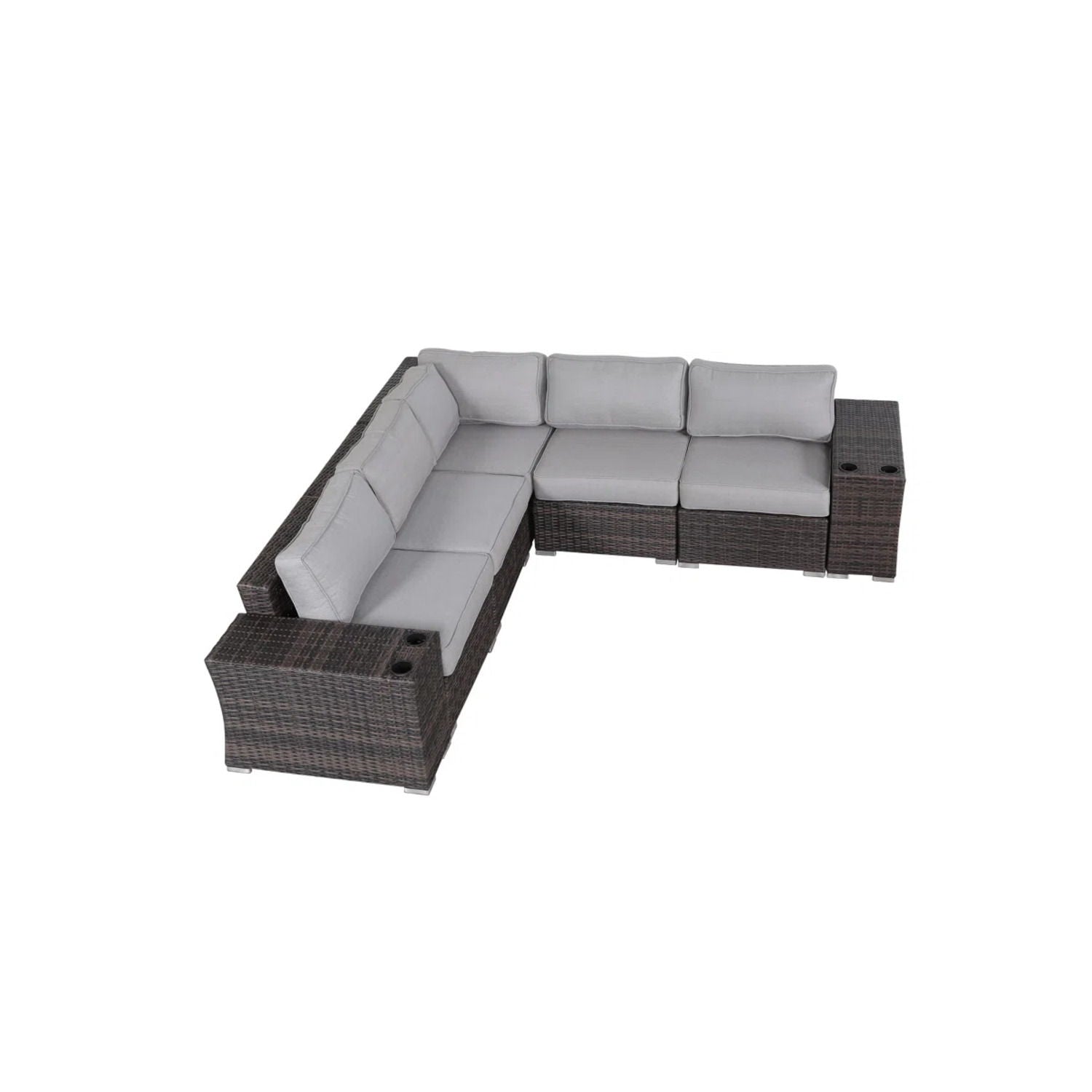 Rattan sectional sofa set with gray cushions, stationary outdoor furniture HouseOfZazla on Tampa Home & Garden Store