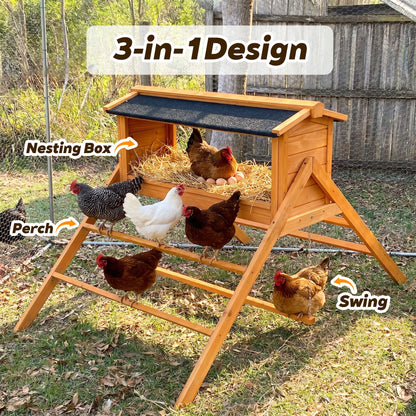 Chicken Nesting Box with Asphalt Roof and Perch