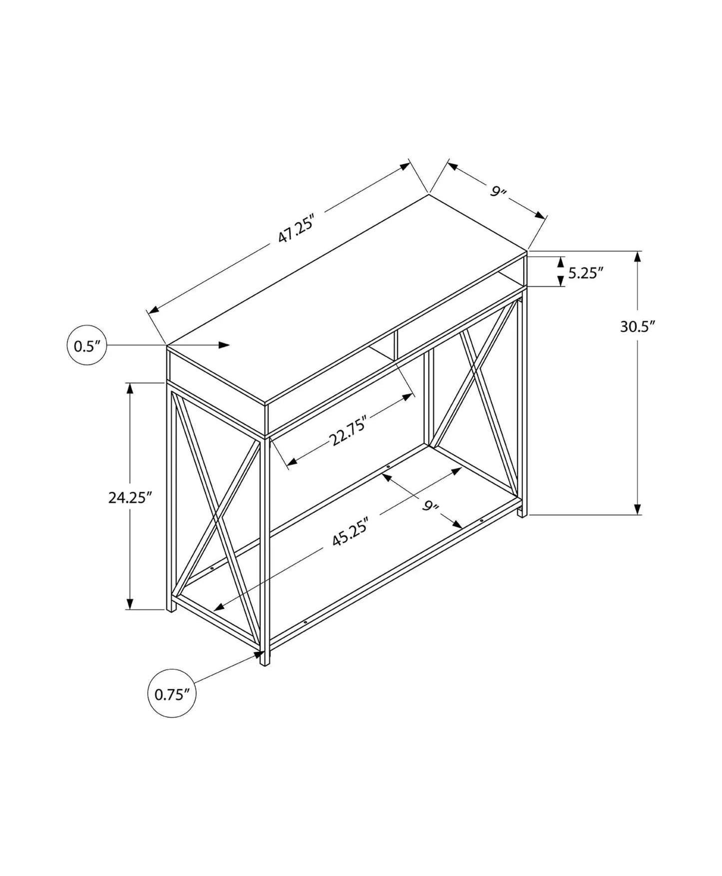 Accent console table for entryway, contemporary metal-frame design by Unique Piece Furniture on Tampa Home & Garden Store