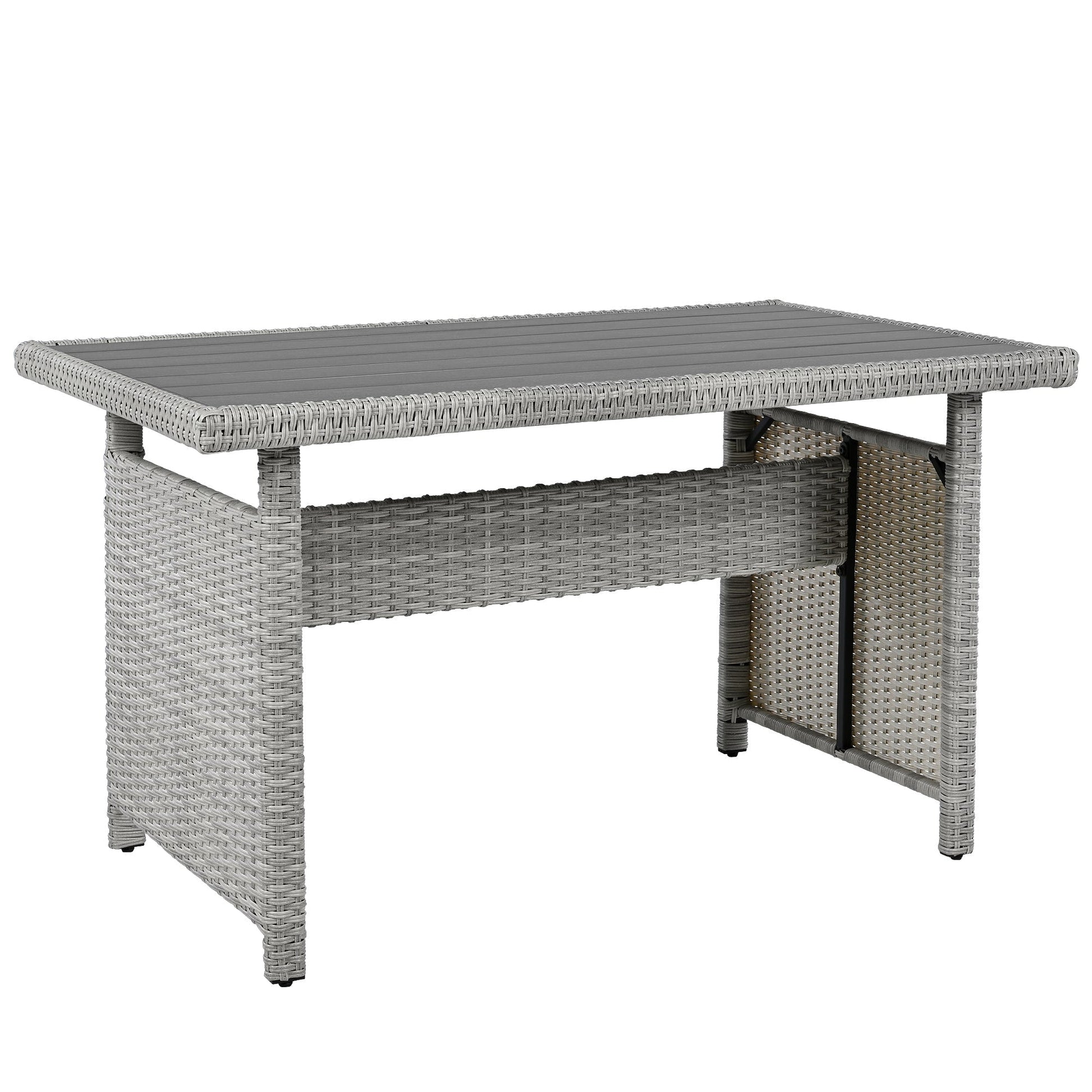 Tomax 5-Piece Outdoor Patio Rattan Sofa Set gray wicker coffee table with woven base on Tampa Home & Garden Store