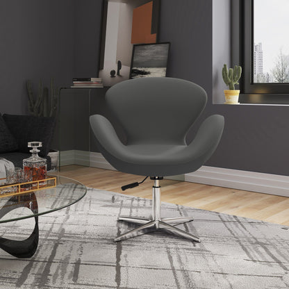 Raspberry swivel lounge chair with 360-degree rotation in gray upholstery by HouseOfZazla on Tampa Home & Garden Store
