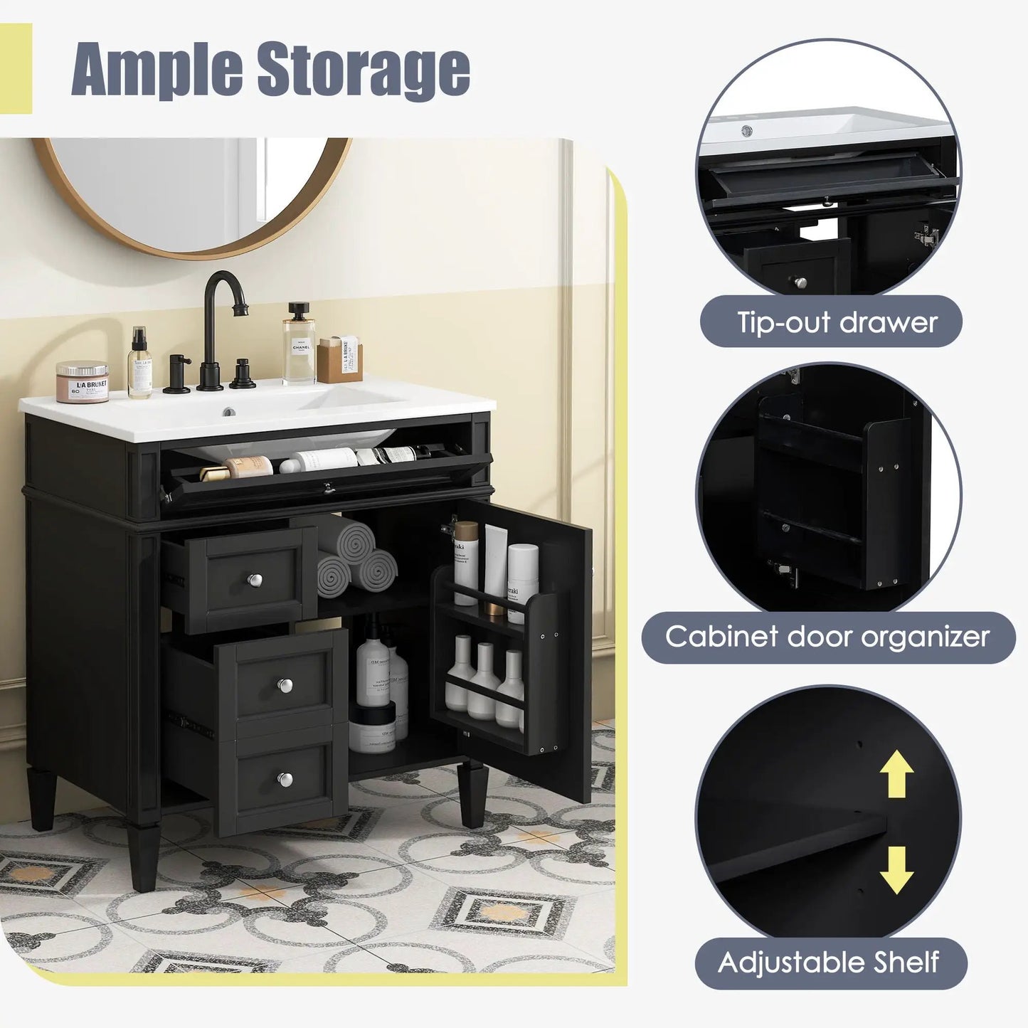 Bathroom Vanity With Top Sink and Storage Cabinet