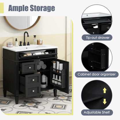 Bathroom Vanity With Top Sink and Storage Cabinet
