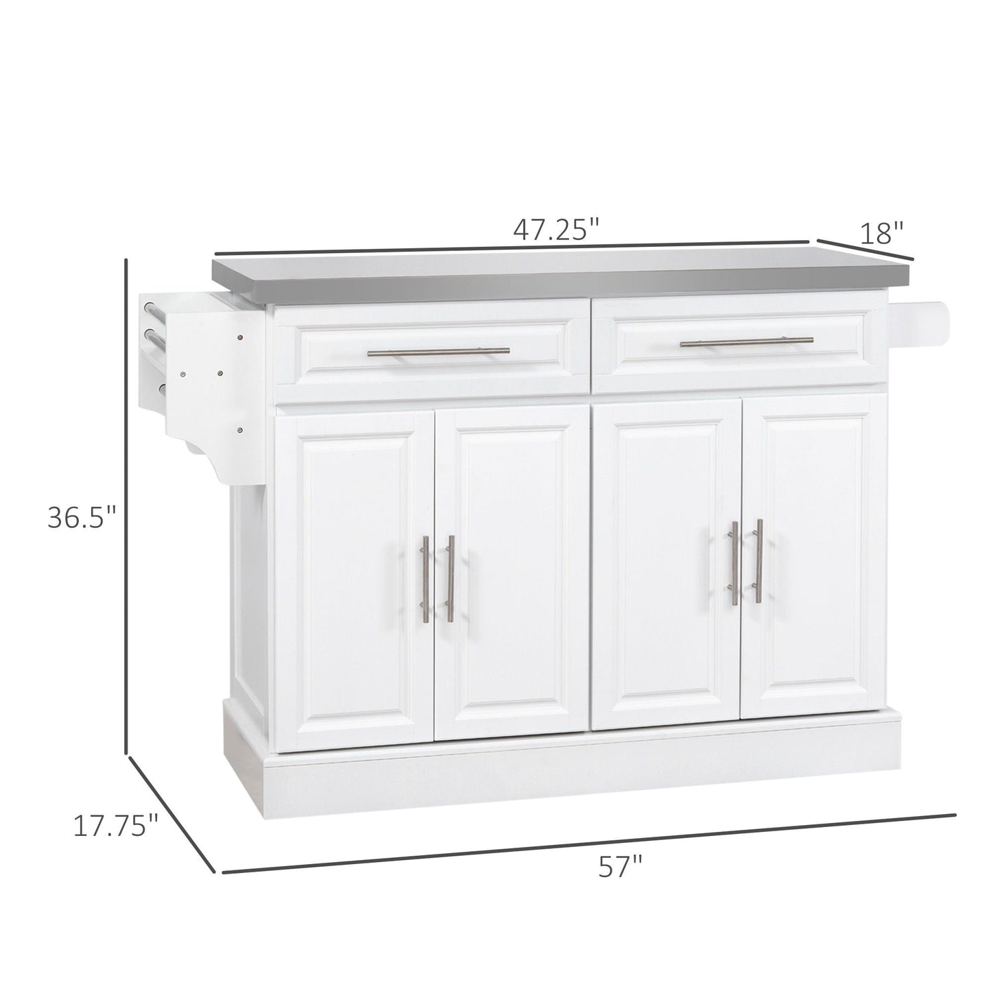 Stainless Steel Rolling Kitchen Cart with Drawers