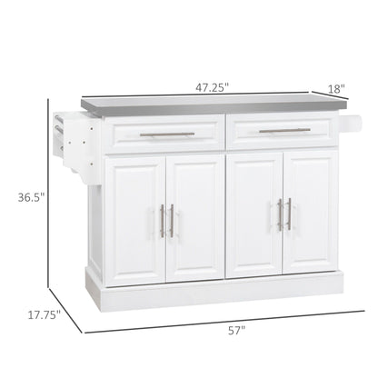 Stainless Steel Rolling Kitchen Cart with Drawers