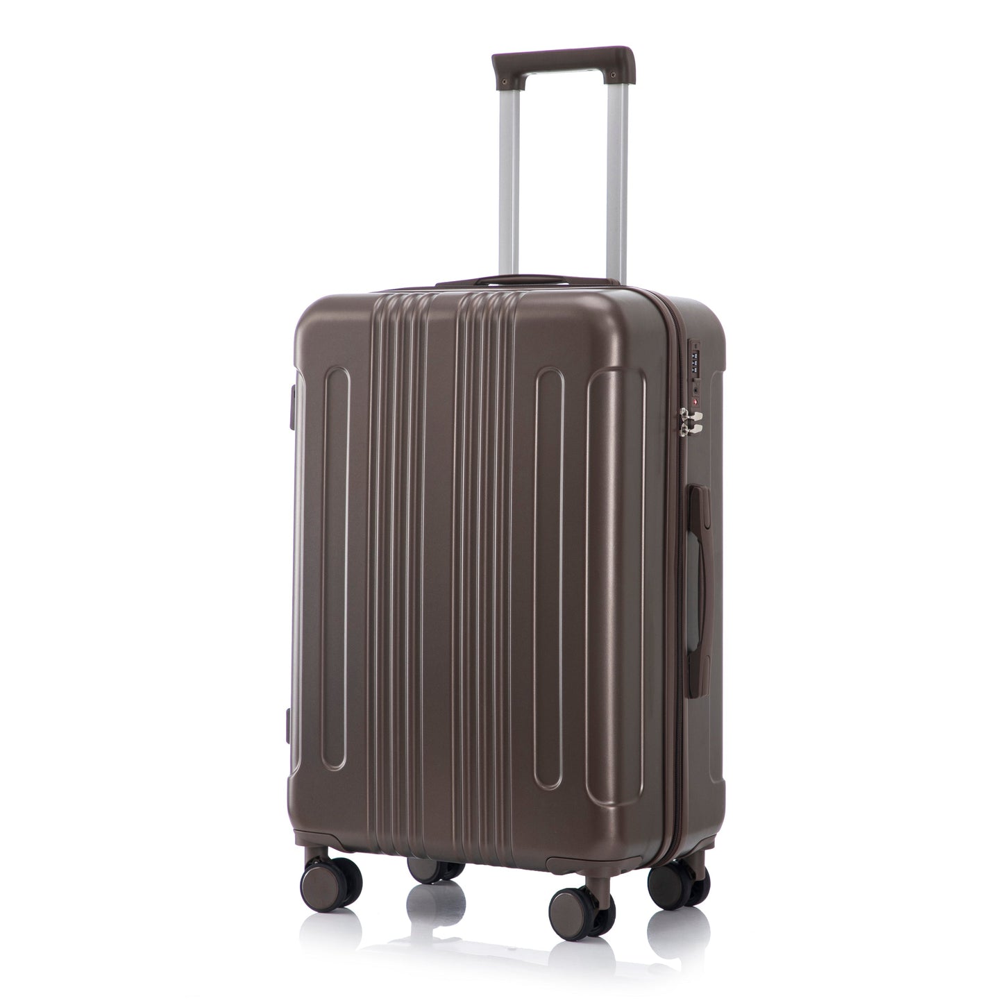 3-Piece Brown ABS Luggage Set, hard-shell with extendable handle and 4 wheels HouseOfZazla on Tampa Home & Garden Store