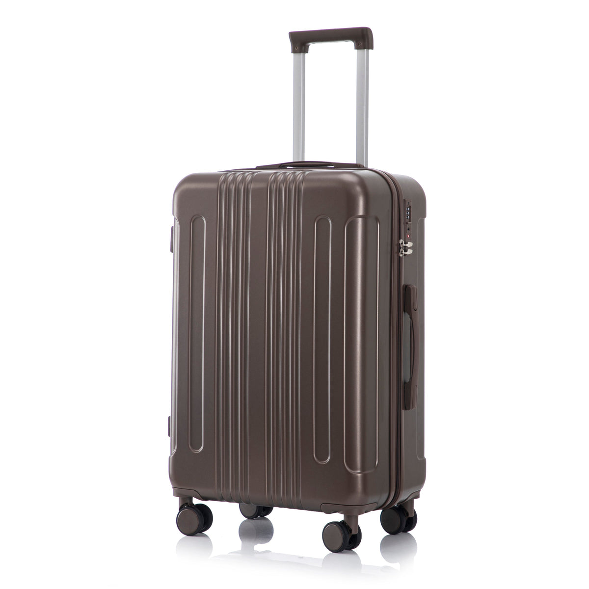 3-Piece Brown ABS Luggage Set, hard-shell with extendable handle and 4 wheels HouseOfZazla on Tampa Home & Garden Store