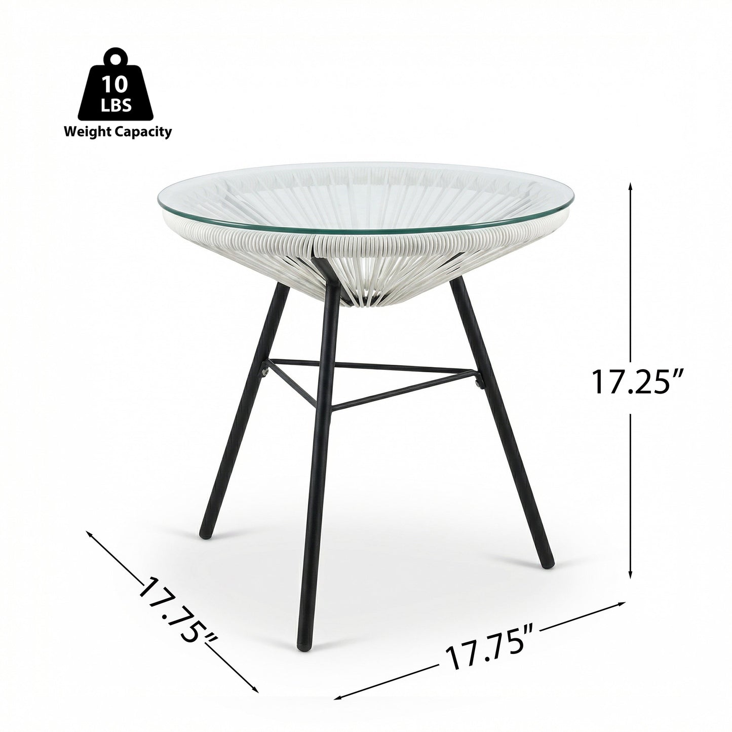 Outdoor Synthetic Wicker Glass Side Table