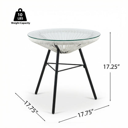 Outdoor Synthetic Wicker Glass Side Table