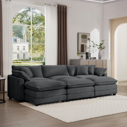 2 Piece Living Room Set: oversized modular charcoal sofa with ribbed cushions in a modern room on Tampa Home & Garden Store