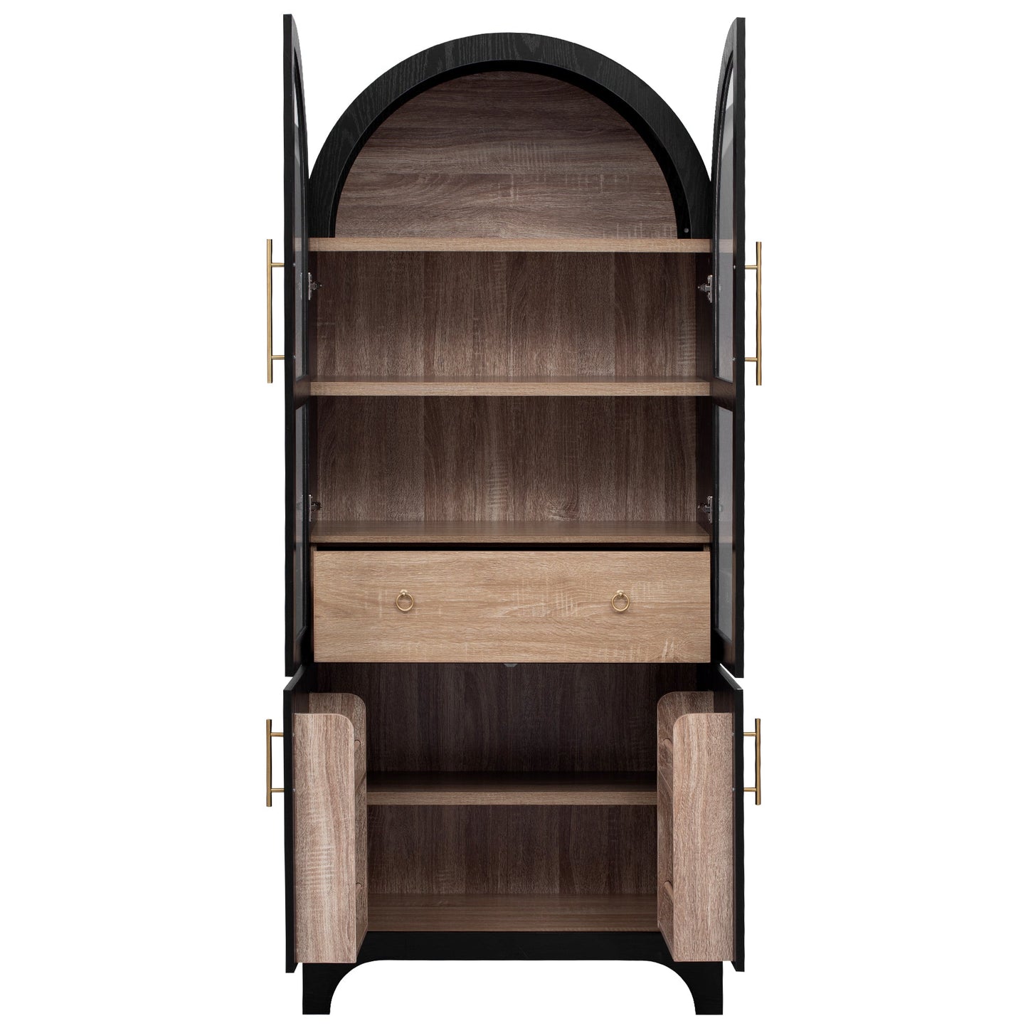 Tall Arched Kitchen Cabinet And Glass Doors