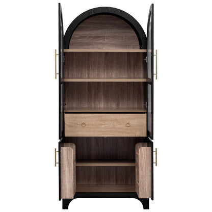 Tall Arched Kitchen Cabinet And Glass Doors