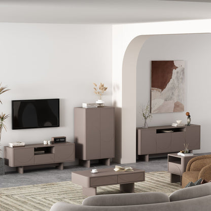Set of modern accent nightstands with drawers and shelves in taupe-brown finish by HouseOfZazla on Tampa Home & Garden Store