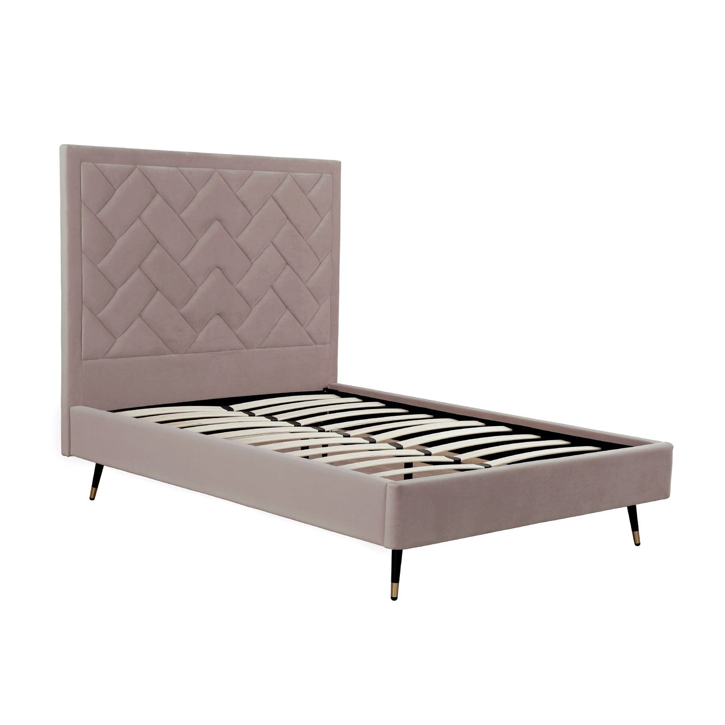 Crosby upholstered bed with blush pink headboard and slatted base HouseOfZazla on Tampa Home & Garden Store