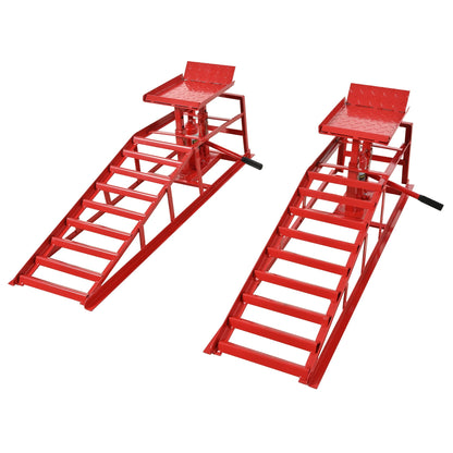 Red Suxidi 5 Ton auto car service ramps with diamond-plate steel platforms hydraulic lift on Tampa Home & Garden Store