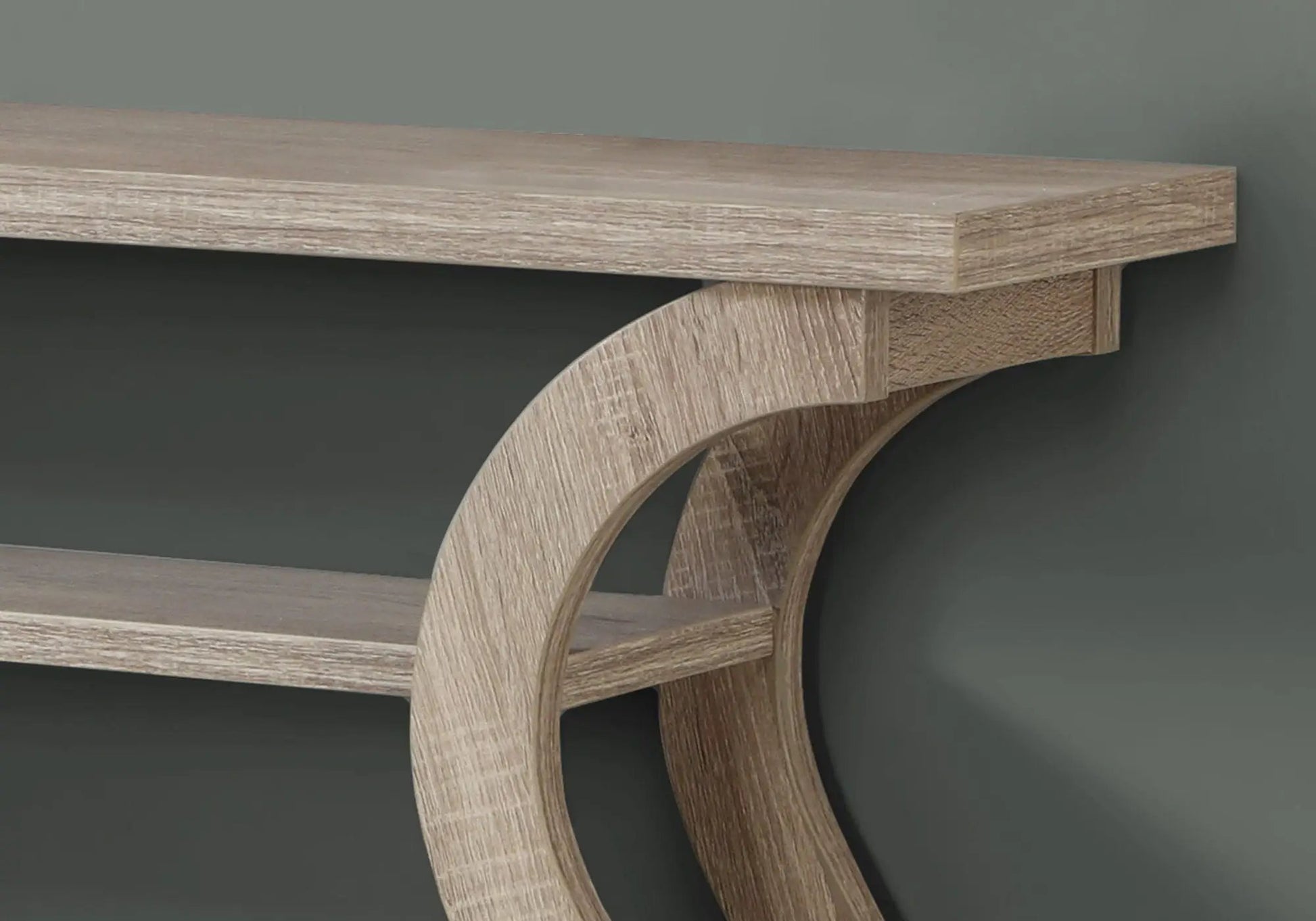 Accent Console Table with unique curved ring legs in light oak finish on Tampa Home & Garden Store