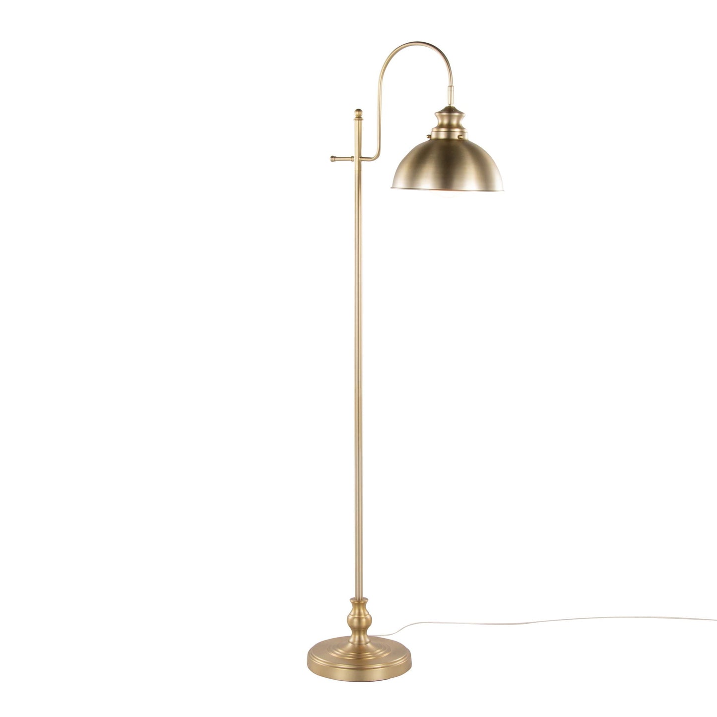 Emery brass floor lamp with curved arm and domed shade HouseOfZazla on Tampa Home & Garden Store
