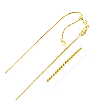 14k yellow gold adjustable wheat chain necklace 1.0mm with heart charm by Bids.com on Tampa Home & Garden Store