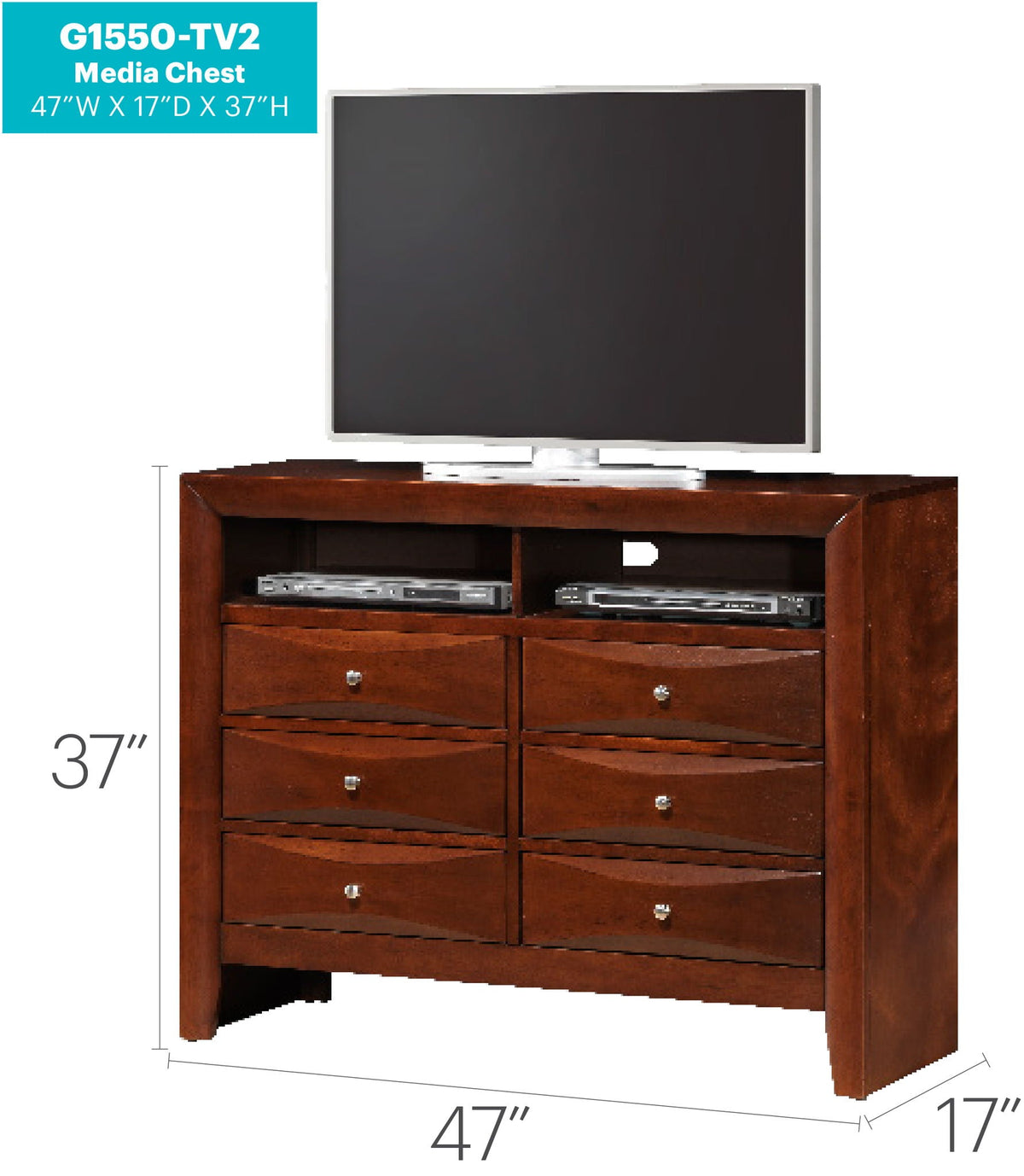 Media Chest with Modern Beveled Drawer Fronts by HouseOfZazla in warm brown wood for TV setup on Tampa Home & Garden Store
