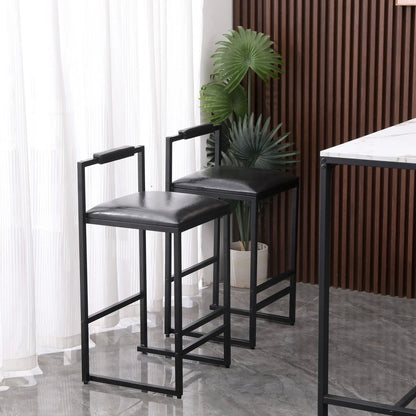 Elegant counter-height bar stools set with backrests, black metal frames, 2 pieces on Tampa Home & Garden Store