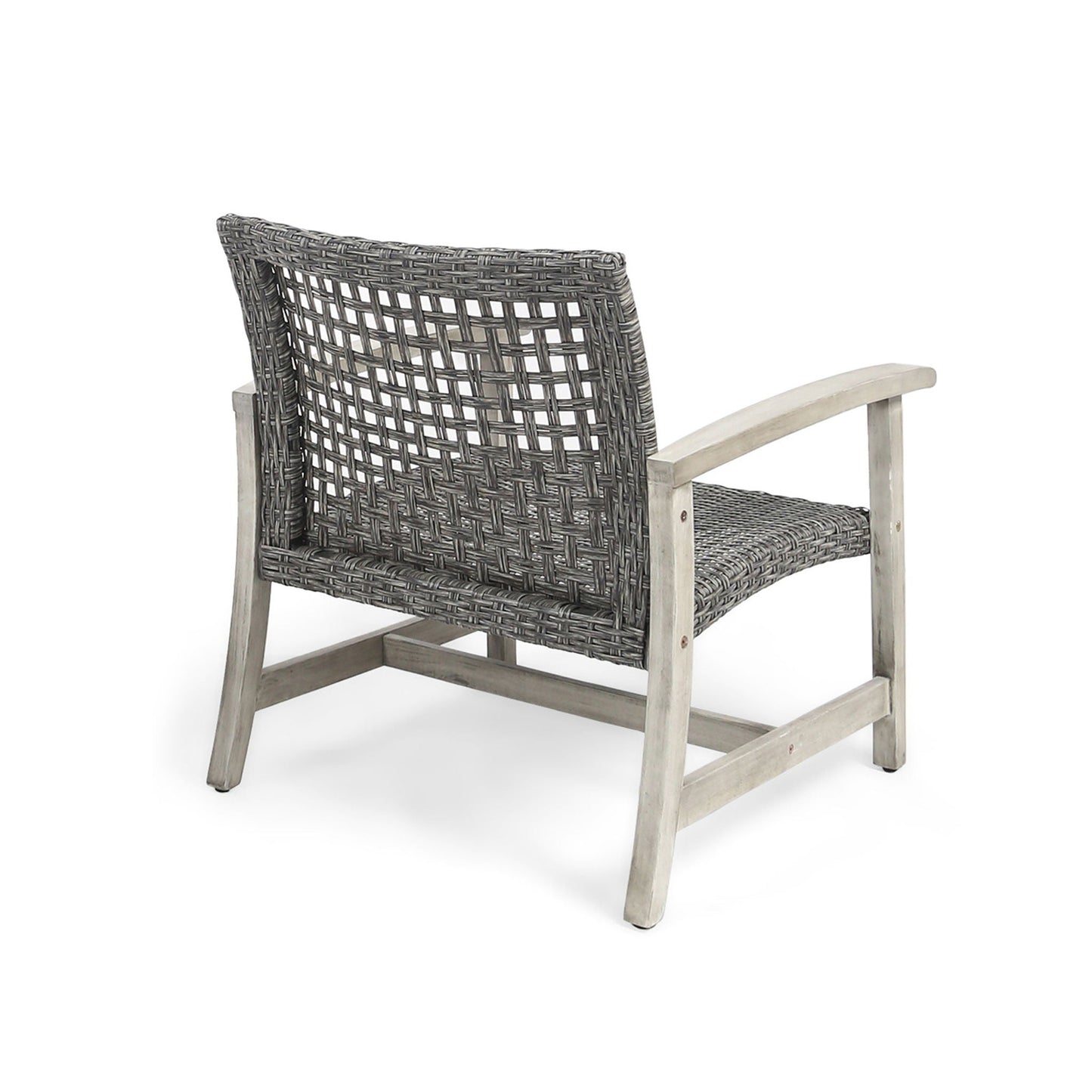Outdoor Club Chair in Gray with Rattan and Acacia
