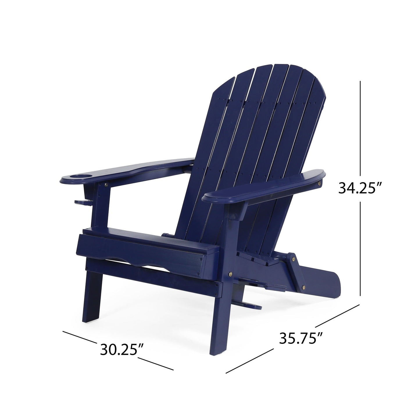 Zenithia outdoor foldable Adirondack chair navy blue with two cup holders HouseOfZazla on Tampa Home & Garden Store