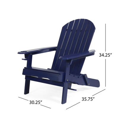 Zenithia outdoor foldable Adirondack chair navy blue with two cup holders HouseOfZazla on Tampa Home & Garden Store