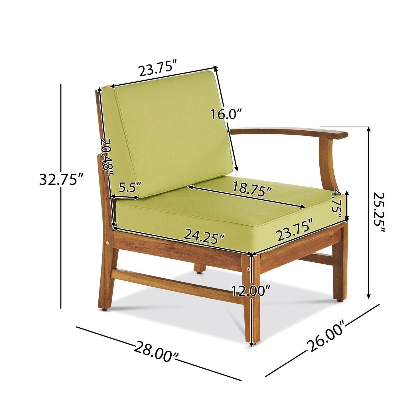 the Perla Acacia Wood Patio Armchair for Outdoors